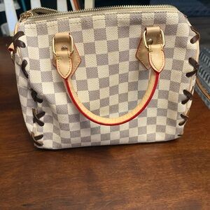 Checkered Tan and Brown Handbag